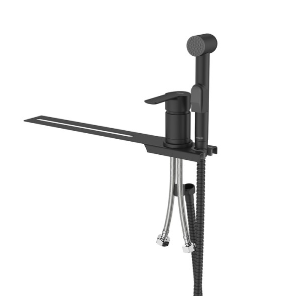 Смеситель с гигиеническим душем 35к Milardo 001BL00M08 &amp;quot;Tidy&amp;quot; установка на унитаз, ЧЕРНЫЙ матовый - 001BL00M08 