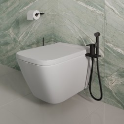 Смеситель с гигиеническим душем 35к Milardo 001BL00M08 "Tidy" установка на унитаз, ЧЕРНЫЙ матовый - 001BL00M08