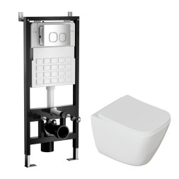 Комплект WAVE "Система инсталляции МЕХАНИКА+унитаз "STRONG" TornadoFlush"+квадратная кнопка A3 хром - 556706