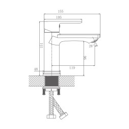 Смеситель для раковины 35к HB10719-7 HAIBA б/отв п/гайку ЧЕРНЫЙ - HB10719-7