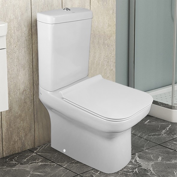 Унитаз-компакт Creo Ceramique ARLES 650х370х820 напольный, c быстросъемным сиденьем микролифт, белый (AS1002+AS1003+AS1001T)