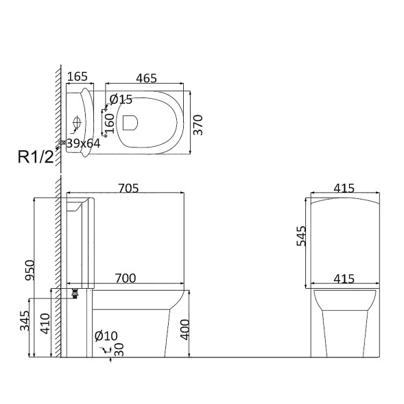 Унитаз-компакт Creo Ceramique LE MANS напольный, скрытый монтаж,  с крышкой микролифт (415х705х950)
