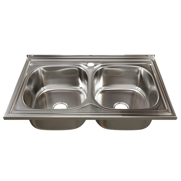 Мойка 80х50 (0,6) 2-х чаш вып 3 1/2 MIXLINE 18см с сифоном - 530528 