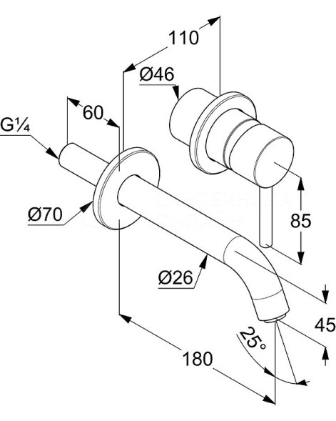 Смеситель для раковины KLUDI BOZZ однорычажный, внешняя монтажная часть, излив 170 мм, хром (382440576)