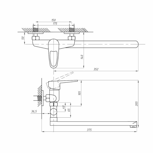 Смеситель для ванны и раковины 40к ПРОФСАН ПСМ-521-072 &amp;quot;ЕВРО&amp;quot;, эксцентрики &amp;quot;ЕВРО&amp;quot;, ХРОМ - PSM-521-072 
