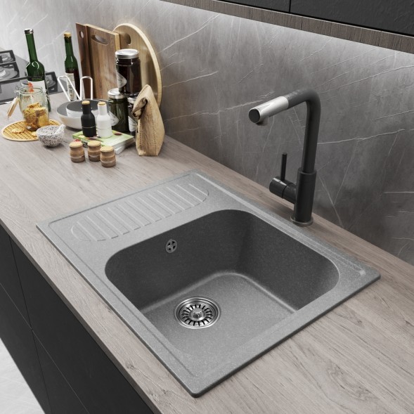 Мойка ML-GM18 КОМФОРТ с крылом, графит (342), 640*490*190мм - 00-00009393 