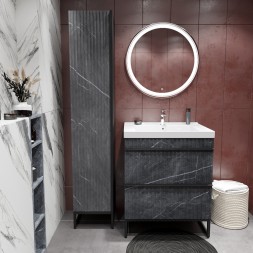 Пенал "Окленд" Графит Мрамор левый (350*1858*319) ЛОФТ (ПВХ) - 553154