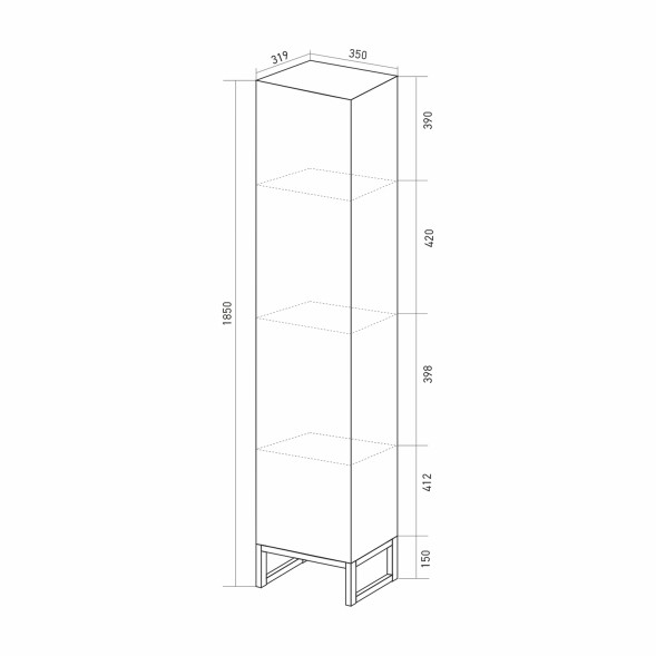 Пенал &amp;quot;Окленд&amp;quot; Графит Мрамор левый (350*1858*319) ЛОФТ (ПВХ) - 553154 