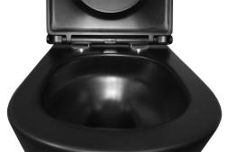 Унитаз подвесной Azario Teramo 355х515х365 смыв "Скрытое торонадо", безободковый, с быстросъемным сиденьем микролифт, черный матовый (AZ-0053-UQ3-MB)