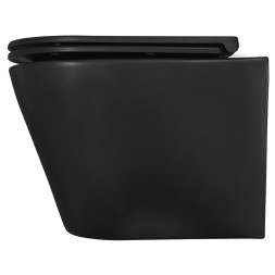 Унитаз подвесной Azario Teramo 355х515х365 смыв "Скрытое торонадо", безободковый, с быстросъемным сиденьем микролифт, черный матовый (AZ-0053-UQ3-MB)