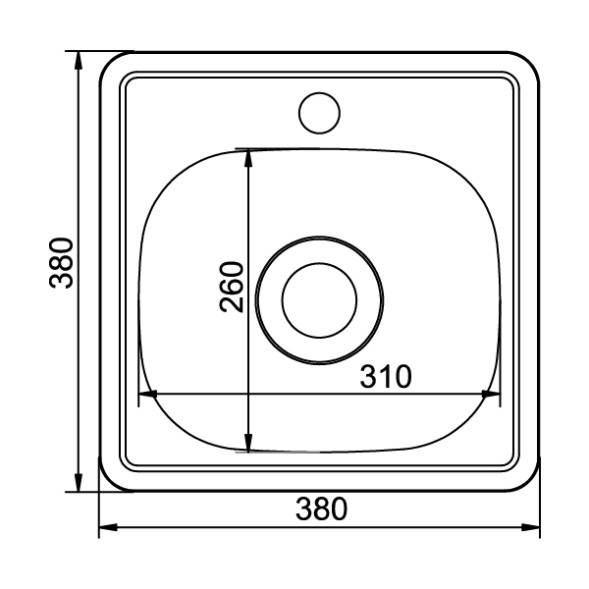 Мойка врез 38х38 (0,6) вып 1 1/2 MIXLINE 15см с гофросифоном - 531266 