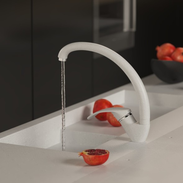 Смеситель для кухни 35к MIXLINE ML-GS02 (341) ультра белый высок. излив - 00-00001749 