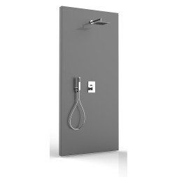 Душевой комплект Bossini TETIS: смеситель на 2 выхода, верхний душ 230x230 мм, ручной душ CUBE с водорозеткой, шланг 150 см, цвет хром (M00763.030)