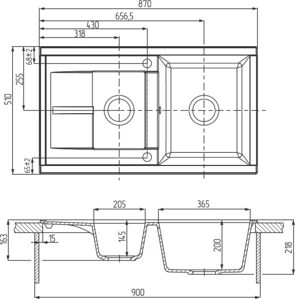 Кухонная мойка AQUATON Делия 87, двойная, цвет жемчуг (1A716232DE240)