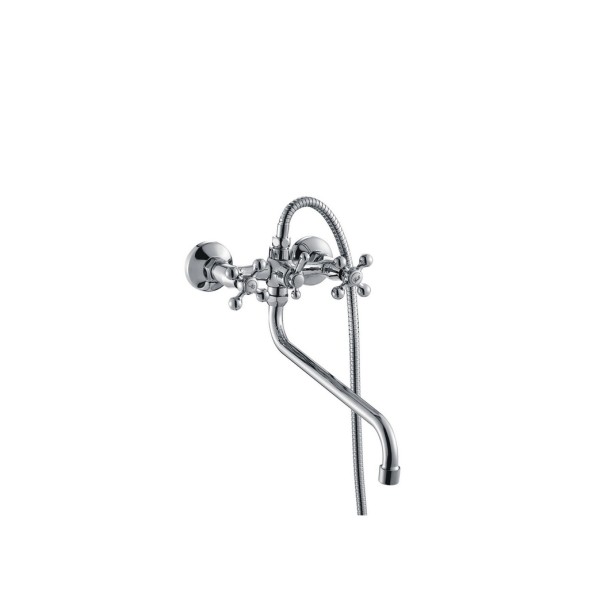 Смеситель для ванны и раковины 1/2 кер CN2308 CRON труб. излив 350 мм, с душ. аксессуарами  ХРОМ - CN2308 