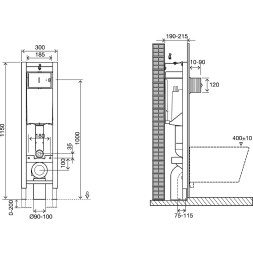 Инсталляция Jacob Delafon для унитаза, ширина 300 мм, без клавиши смыва (E33130RU-NF)