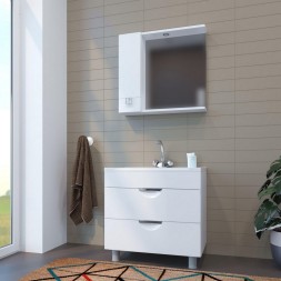 Зеркальный шкаф &amp;quot;КВАДРО-75&amp;quot; левый с подсветкой (ПВХ) - 551702 