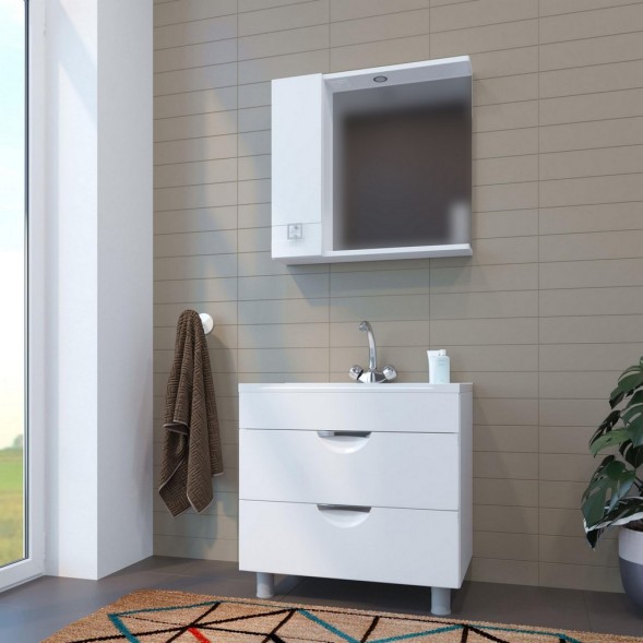 Зеркальный шкаф &amp;quot;КВАДРО-75&amp;quot; левый с подсветкой (ПВХ) - 551702 