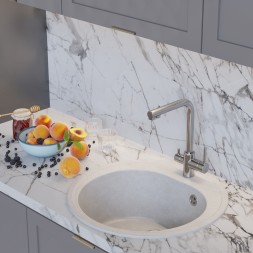 Мойкa ML-GM11 КОМФОРТ круглая, ультра-белая  (341), 500мм (глуб. чаши 180) - 00-00009307 