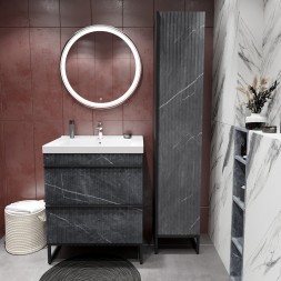 Пенал "Окленд" Графит Мрамор правый (350*1858*319) ЛОФТ (ПВХ) - 553139