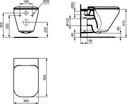 Унитаз подвесной Ideal Standard Tonic II сиденье с микролифтом, безободковый, белый K316701