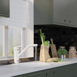 Смеситель для кухни 40к MIXLINE ML-GS05 (341) ультра белый с вых. для питьевого фильтра - 00-00001745 