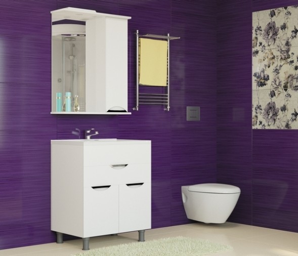 Зеркальный шкаф &amp;quot;ЭТЬЕН-65&amp;quot; левый с подсветкой  (ПВХ) - 534830 