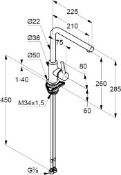 Смеситель для кухонной мойки KLUDI L-INE S однорычажный, черный матовый (408033975)