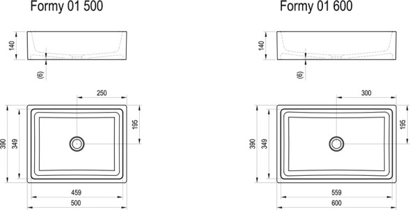 Раковина Ravak FORMY 01 600 D, накладная, белая (XJL01260000)