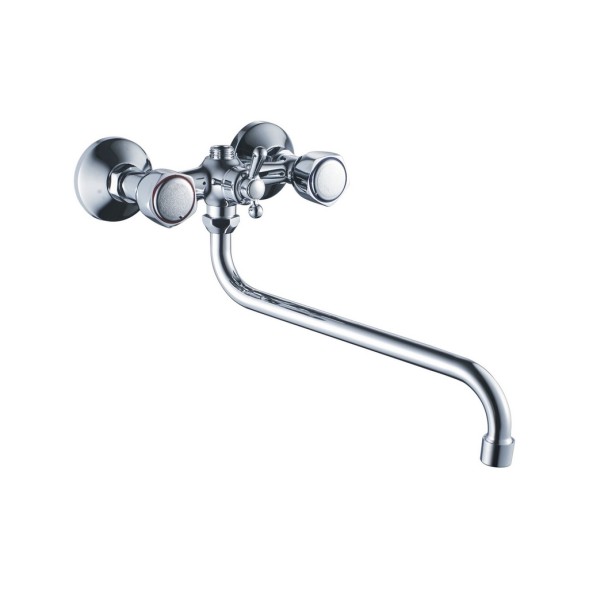 Смеситель для ванны и раковины 1/2 кер CN2309 CRON труб. излив 350 мм, с душ. аксессуарами  ХРОМ - CN2309 