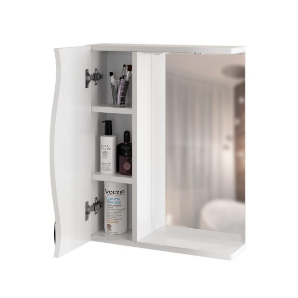 Зеркальный шкаф &amp;quot;ЛИМА-55&amp;quot; левый с подсветкой (ПВХ) - 551705 