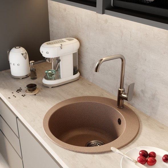 Мойкa ML-GM13 КОМФОРТ круглая, терракотовая (307), 495мм (глуб. чаши 200) - 00-00009325 