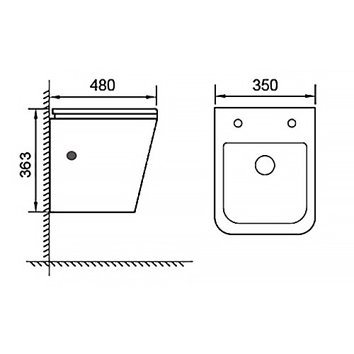 Унитаз подвесной Azario Hugo 350х480х363 c функцией биде, безободковый, с быстросъемным сиденьем микролифт (AZ-10007)