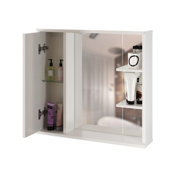 Зеркальный шкаф &amp;quot;ЭТЬЕН-75&amp;quot; левый с подсветкой (ПВХ) - 534831 