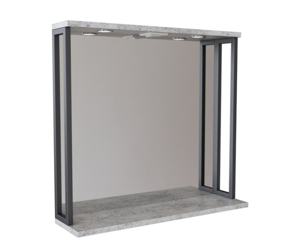 Зеркальный шкаф &amp;quot;БРУКЛИН&amp;quot; 80 Бетон с подсветкой ЛОФТ (ЛДСП) - 543942 