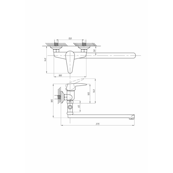 Смеситель для ванны и раковины 40к ПРОФСАН ПСМ-523-072 &amp;quot;ЕВРО&amp;quot;, эксцентрики &amp;quot;ЕВРО&amp;quot;, ХРОМ - PSM-523-072 