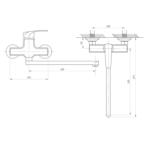 Смеситель для ванны и раковины 40к ПРОФСАН ПСМ-777-037 &amp;quot;ПЛЮС&amp;quot; эксцентрики &amp;quot;ЕВРО&amp;quot;,  ХРОМ - PSM-777-037 