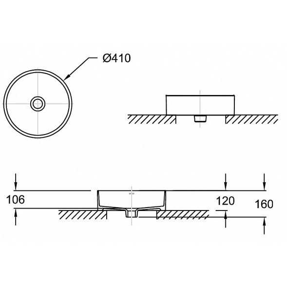 Раковина-чаша Jacob Delafon Delta Pure 41 см, накладная, белый (E90012-0)