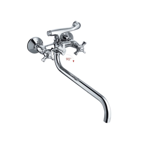 Смеситель для ванны и раковины 1/2 кер CN2624 CRON труб. илив 350мм, с душ. аксессуарами ХРОМ - CN2624 