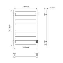 Полотенцесушитель MIXLINE TRIUMPH 80х50 (таймер, 415 Вт, 8 перекладин) электрический ЧЕРНЫЙ - ML-556382