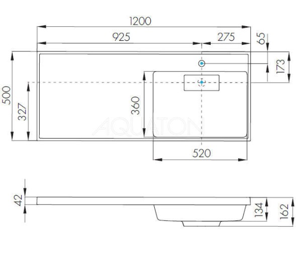 Раковина AQUATON Лондри 1200  белая, правая (1A72243KLH010)
