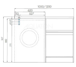 Раковина AQUATON Лондри 1200  белая, правая (1A72243KLH010)