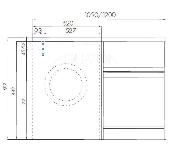 Раковина AQUATON Лондри 1200  белая, правая (1A72243KLH010)