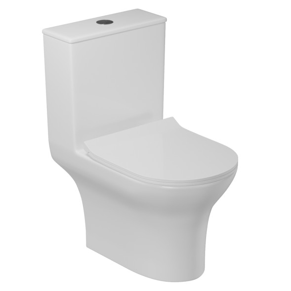 Унитаз-моноблок безободковый WAVE STAR, гор,ниж,2-кн.арм,сид.полипр,м/л,быстр,БЕЛЫЙ глянец - 555165 