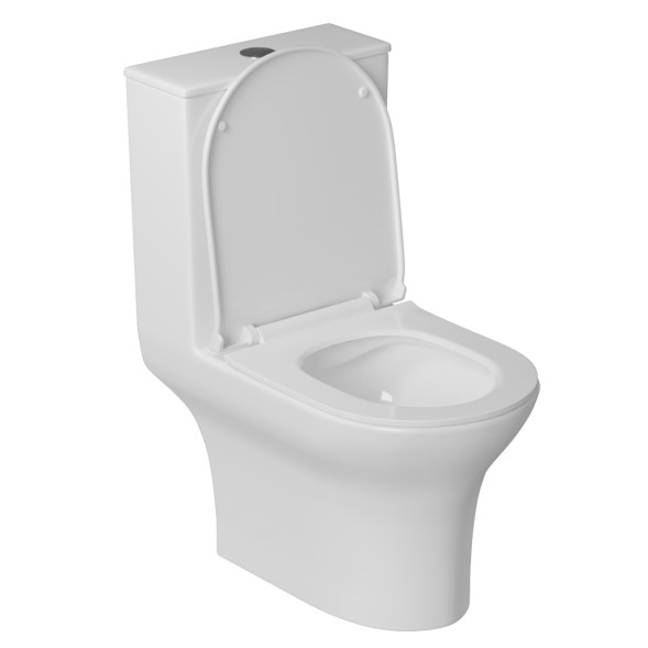 Унитаз-моноблок безободковый WAVE STAR, гор,ниж,2-кн.арм,сид.полипр,м/л,быстр,БЕЛЫЙ глянец - 555165 