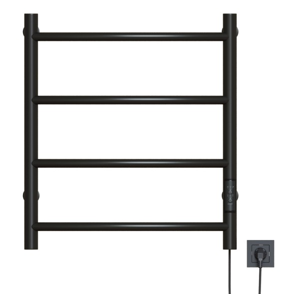 Полотенцесушитель MIXLINE CAPELLA  60х50 (таймер, 201 Вт, 4 перекладины) электрический ЧЕРНЫЙ - ML-556340 