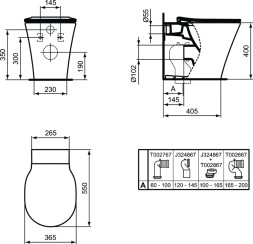 Унитаз приставной Ideal Standard CONNECT AIR AquaBlade® горизонтальный выпуск, белый (E004201)