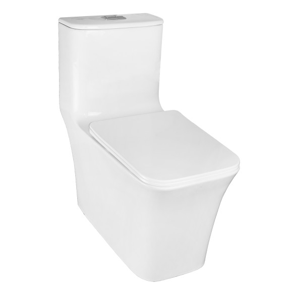 Унитаз-моноблок AZARIO STOUN 405х750х780 напольный, безободковый, в комплекте с сиденьем дюропласт микролифт, белый (AZ-1109)