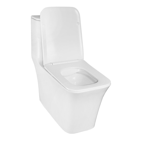 Унитаз-моноблок AZARIO STOUN 405х750х780 напольный, безободковый, в комплекте с сиденьем дюропласт микролифт, белый (AZ-1109)