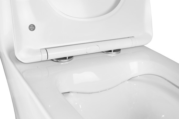 Унитаз-моноблок AZARIO STOUN 405х750х780 напольный, безободковый, в комплекте с сиденьем дюропласт микролифт, белый (AZ-1109)